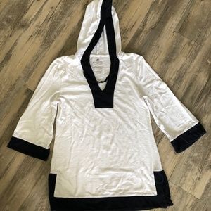 BANANA REPUBLIC | White & Navy Hooded Tunic